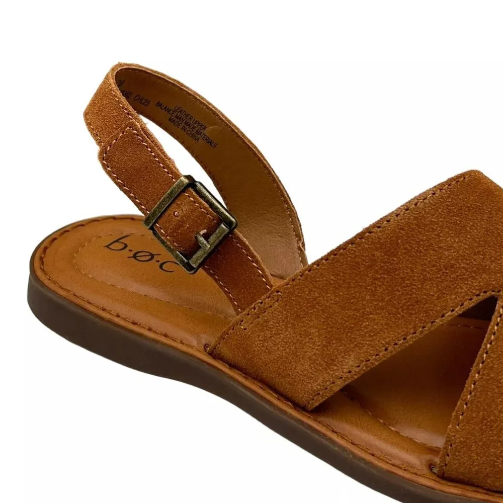 B.O.C Women’s Flat Sandals Size 7 Brown Suede Upper Lightweight & Comfortable‎
